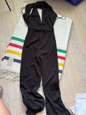 Lulu's Black Halter Wide-Leg Jumpsuit